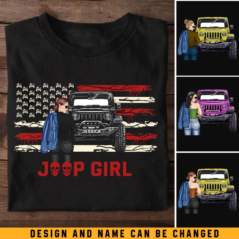 Personalized Jeep Girl with Name T-shirt Printed MTKVH23147