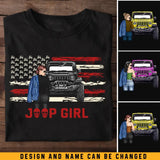 Personalized Jeep Girl with Name T-shirt Printed MTKVH23147