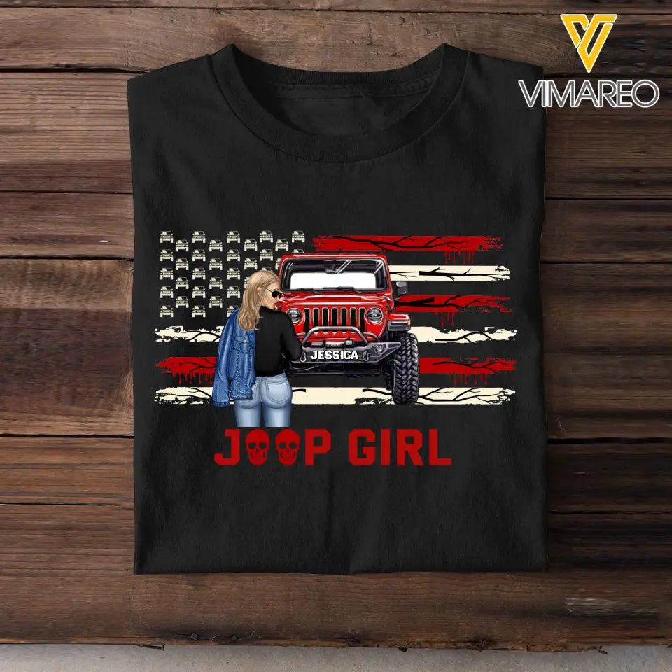 Personalized Jeep Girl with Name T-shirt Printed MTKVH23147