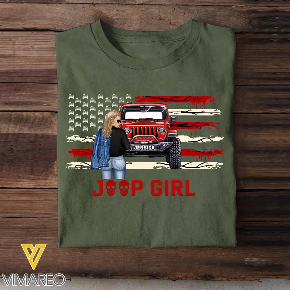 Personalized Jeep Girl with Name T-shirt Printed MTKVH23147