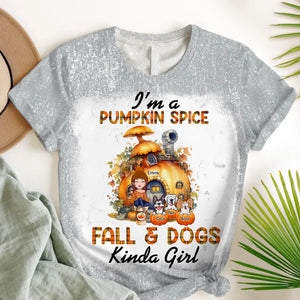 Personalized Fall Season I'm A Pumpkin Spice  Fall & Dogs Kinda Girl Dog Mom 3D T-shirt Printed MTHN23137