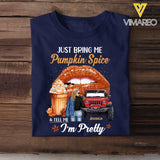 Personalized Just Bring Me Pumpkin Spice I'm Pretty Jeep Girl T-shirt Printed MTPN23156