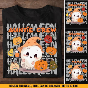 Personalized Auntie Crew Ghost Pumpkins Halloween & Kid Names T-shirt Printed HTHKVH23186