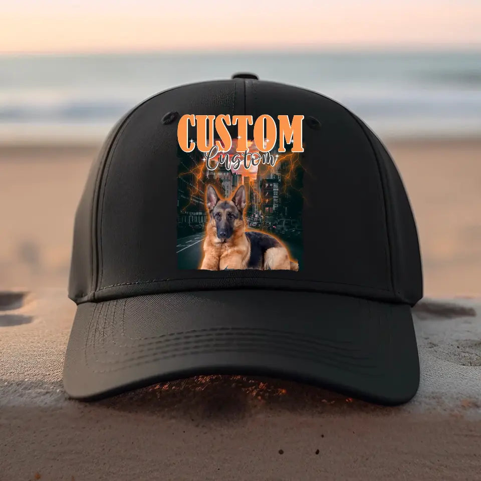 Personalized Upload Your Dog Photo Black Cap HTHKVH23249