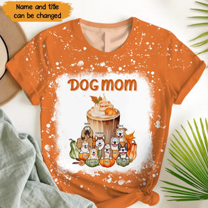 Personalized Fall Season Pumpkin Dog Mom Dog Lovers Gift 3D T-shirt Printed QTHN23230