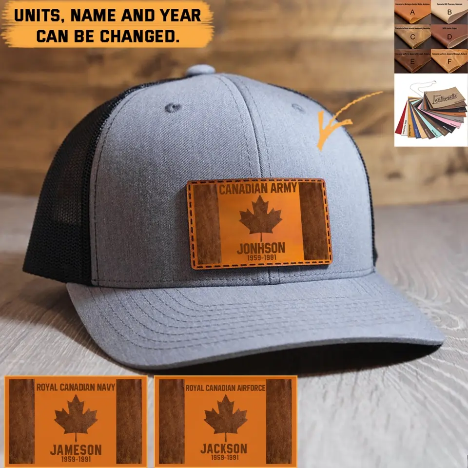 Personalized Canadian Armed Forces Leather Patch Hat Printed 23288KVH