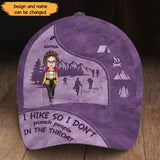 Personalized I Hike So I Don't Punch People In The Throat Hiking Girl with Name Cap Printed HN23218