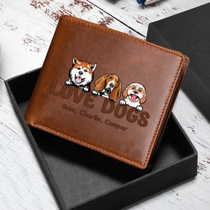 Personalized Love Dogs Custom Name Dog Lovers Gift Leather Wallet PTN23250