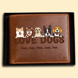Personalized Love Dogs Custom Name Dog Lovers Gift Leather Wallet PTN23250