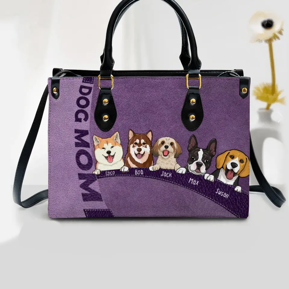 Personalized Dog Mom Fur Mama Dog Lover Leather Bag Printed QTHN23305