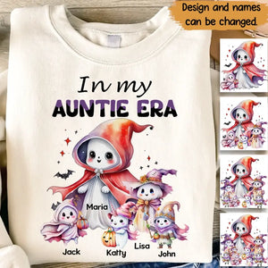 Personalized In My Auntie Era Ghost & Kid Names Tshirt Or Sweatshirt Printed MTPTN23276