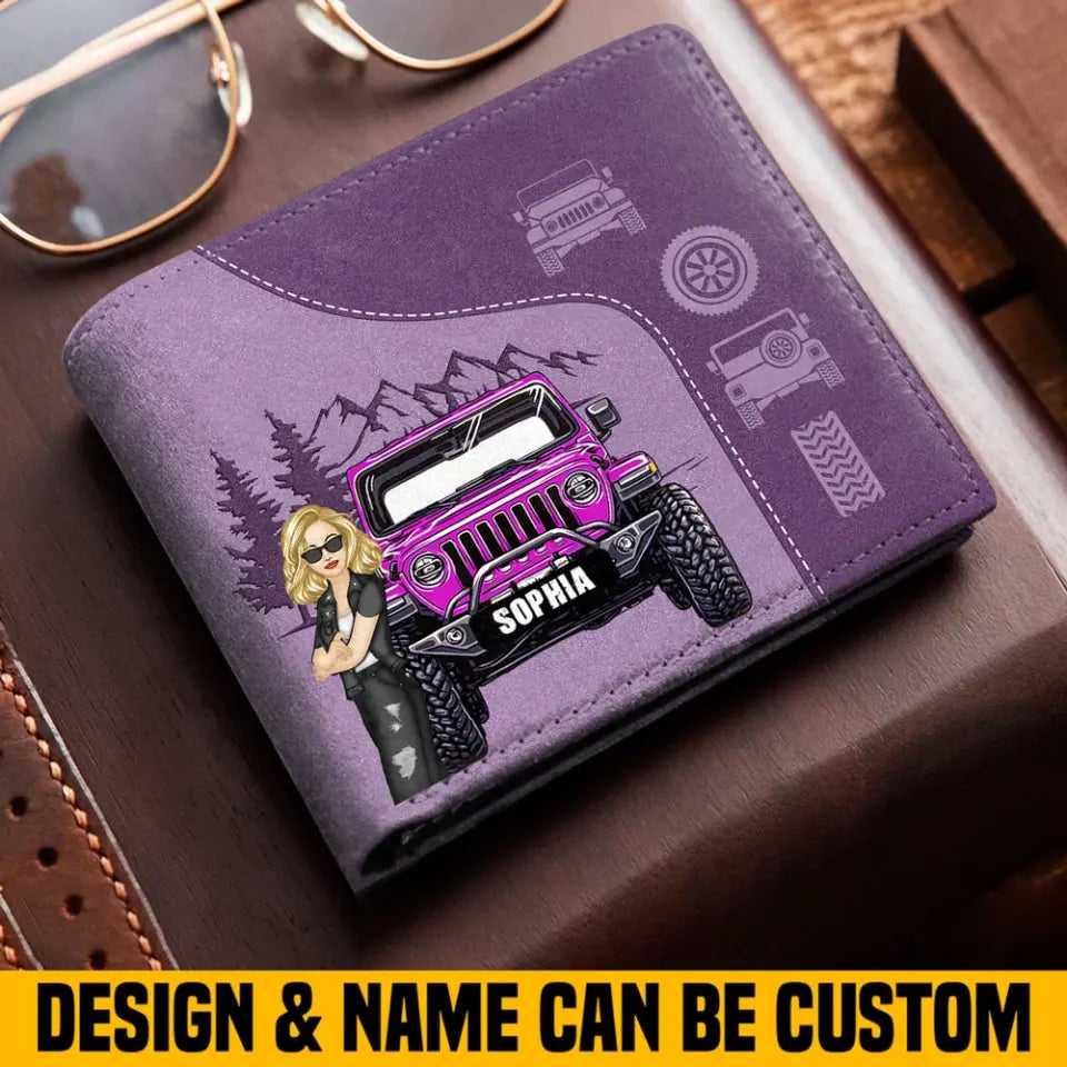 Personalized Jeep Girl with Name Leather Wallet HN23272