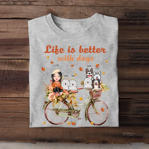 Personalized Fall Season Dog Mom Life Is Better with Dogs Dog Lovers Gift T-shirt Printed MTHN23287