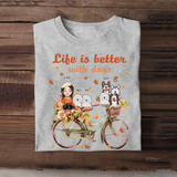 Personalized Fall Season Dog Mom Life Is Better with Dogs Dog Lovers Gift T-shirt Printed MTHN23287