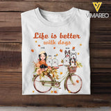 Personalized Fall Season Dog Mom Life Is Better with Dogs Dog Lovers Gift T-shirt Printed MTHN23287