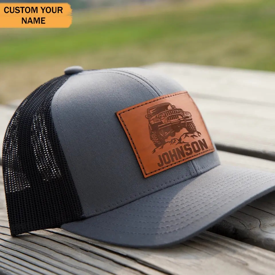 Personalized Jeep Car & Name Leather Patch Hat Printed PVD23294
