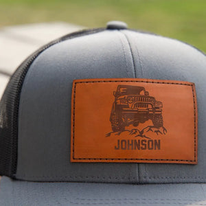 Personalized Jeep Car & Name Leather Patch Hat Printed PVD23294