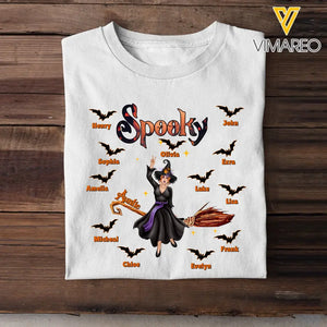 Personalized Spooky Auntie with Kid Names T-shirt Printed 23324HTHDNL
