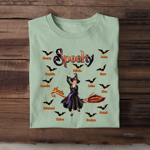 Personalized Spooky Auntie with Kid Names T-shirt Printed 23324HTHDNL