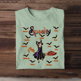 Personalized Spooky Auntie with Kid Names T-shirt Printed 23324HTHDNL