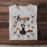 Personalized Spooky Auntie with Kid Names T-shirt Printed 23324HTHDNL