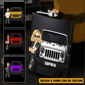 Personalized Jeep Girl with Name Steel Flasks QTHN23354