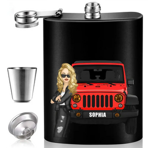 Personalized Jeep Girl with Name Steel Flasks QTHN23354