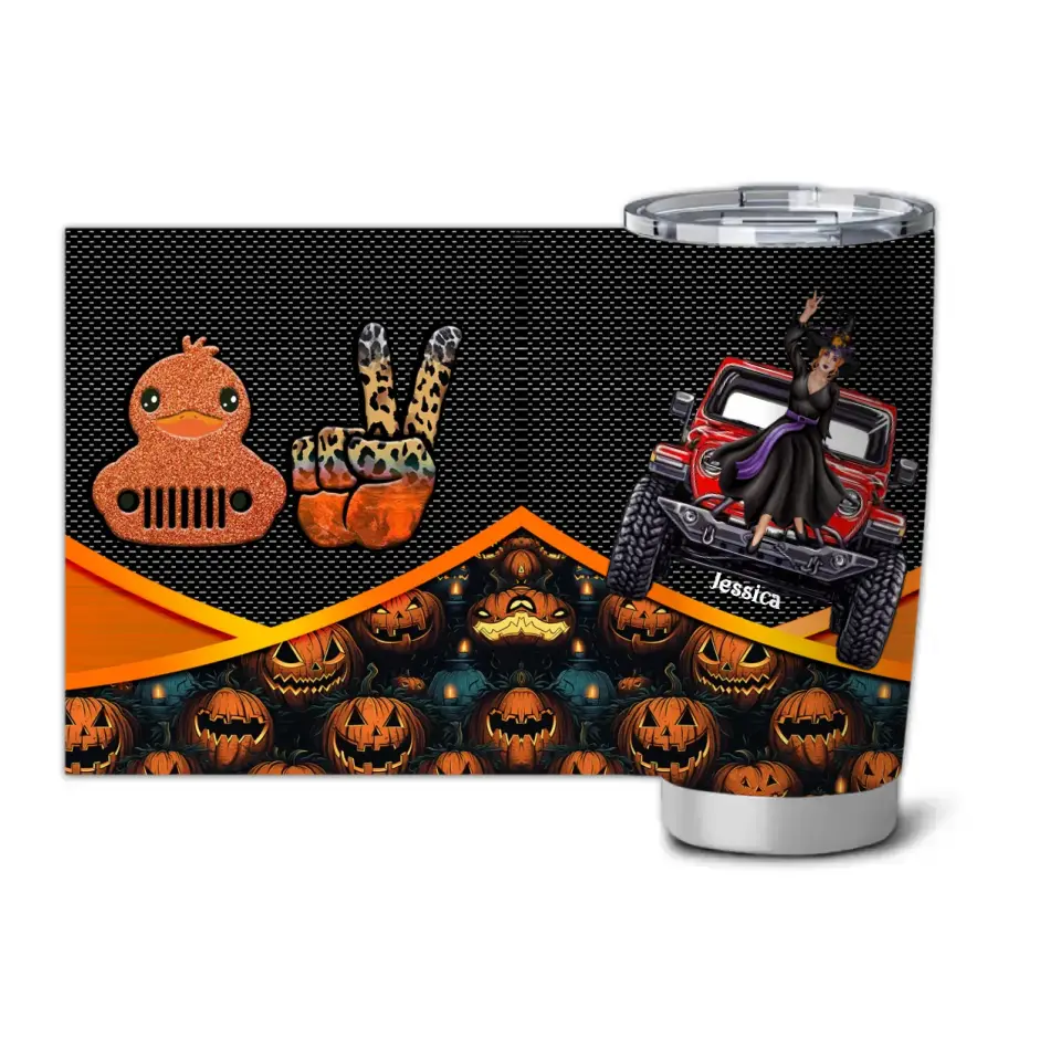 Personalized Jeep Girl Duck Jeep Halloween Gift Tumbler Printed KVHMT202356