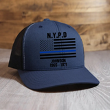 Personalized US Police Blue Thin Line Flag Mesh Cap Printed 23397KVH