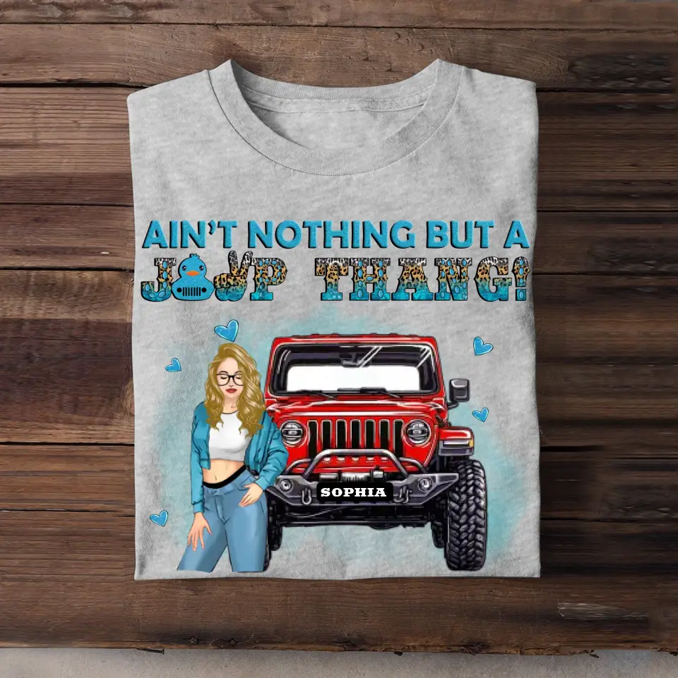 Personalized Ain't Nothing But A Jeep Thang Western Leopard Glitter Stone Art Tshirt HN23393