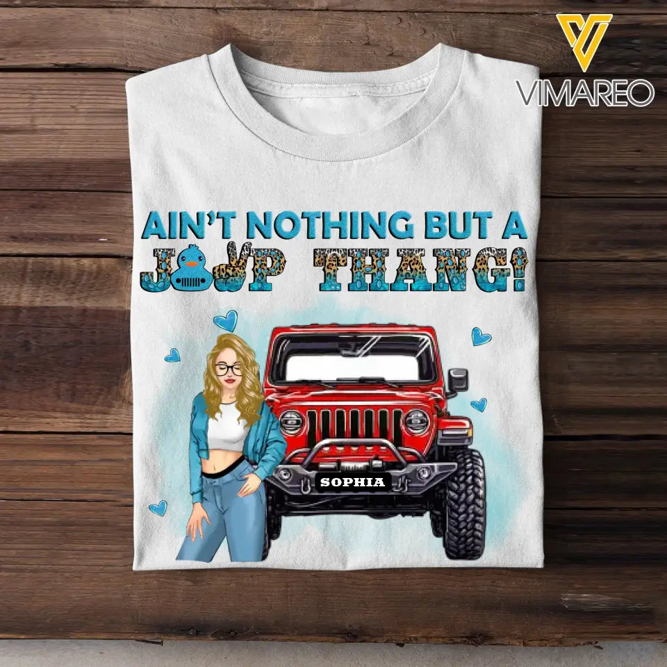 Personalized Ain't Nothing But A Jeep Thang Western Leopard Glitter Stone Art Tshirt HN23393