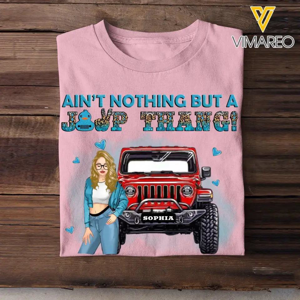 Personalized Ain't Nothing But A Jeep Thang Western Leopard Glitter Stone Art Tshirt HN23393