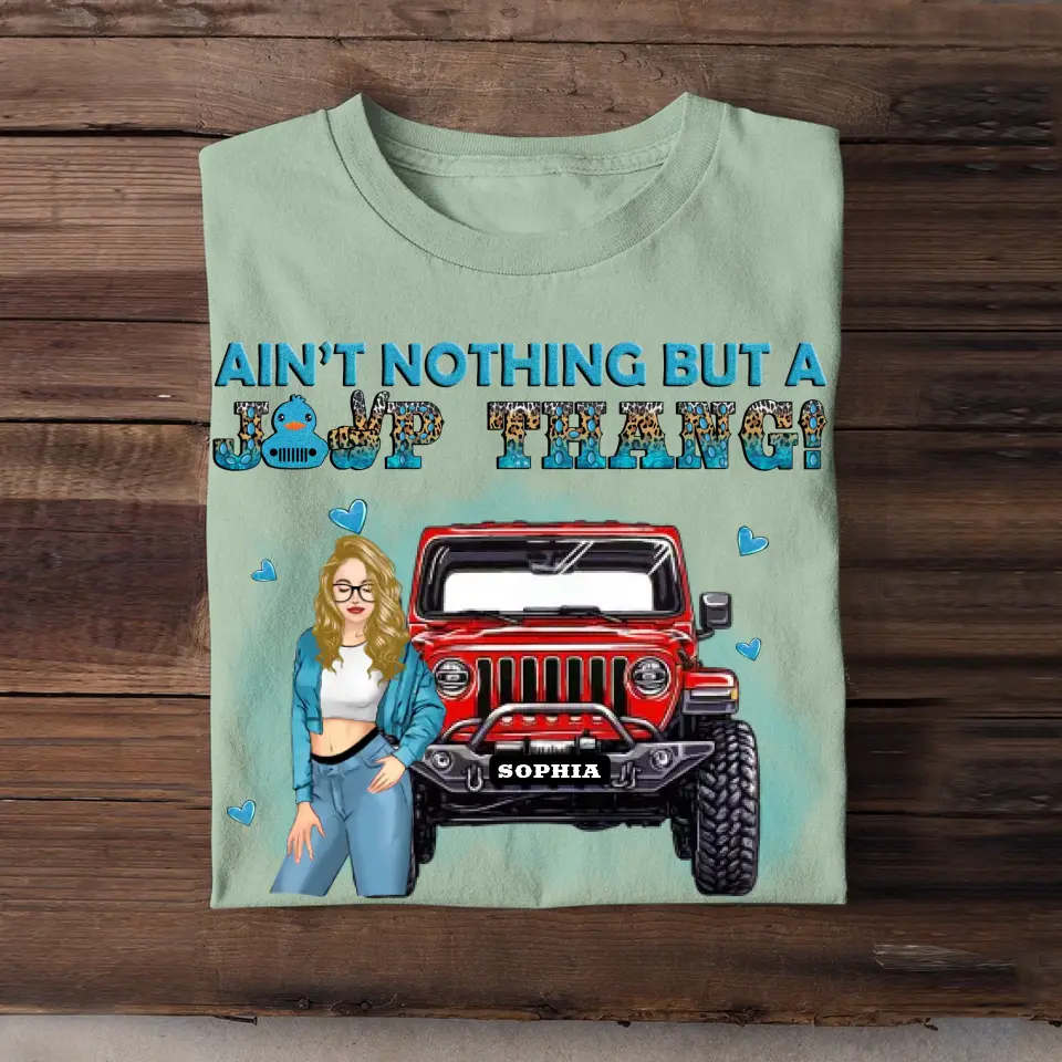 Personalized Ain't Nothing But A Jeep Thang Western Leopard Glitter Stone Art Tshirt HN23393