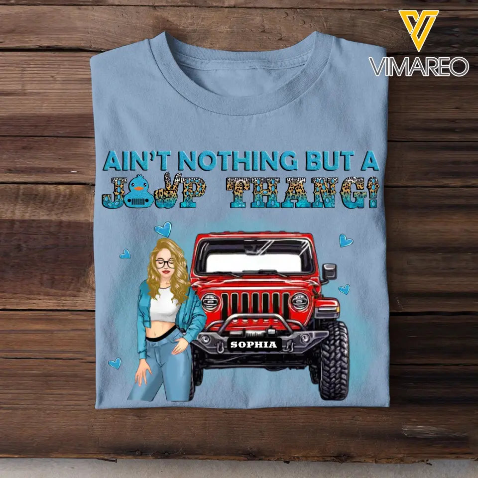Personalized Ain't Nothing But A Jeep Thang Western Leopard Glitter Stone Art Tshirt HN23393