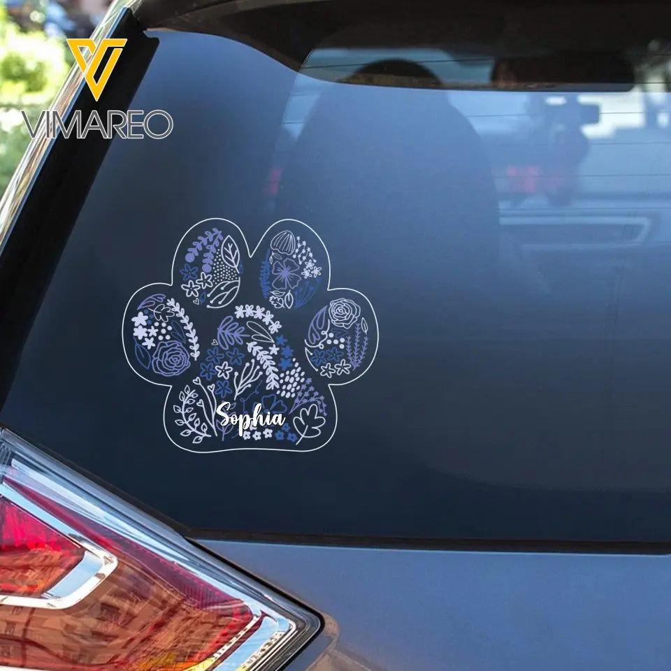 Personalized Paw Colorful Dog Lovers Decal Printed QTPN345