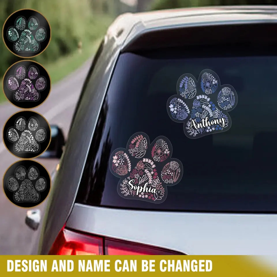 Personalized Paw Colorful Dog Lovers Decal Printed QTPN345