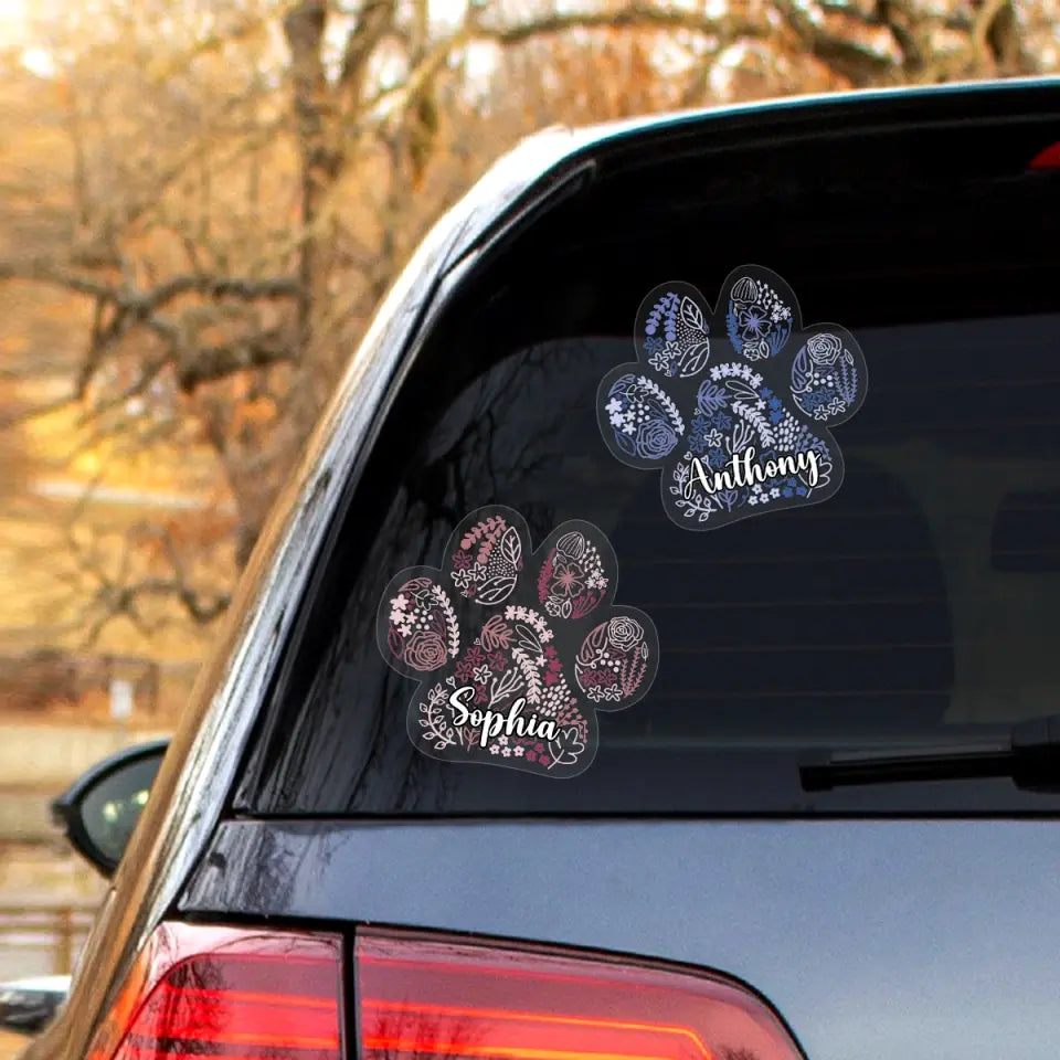 Personalized Paw Colorful Dog Lovers Decal Printed QTPN345