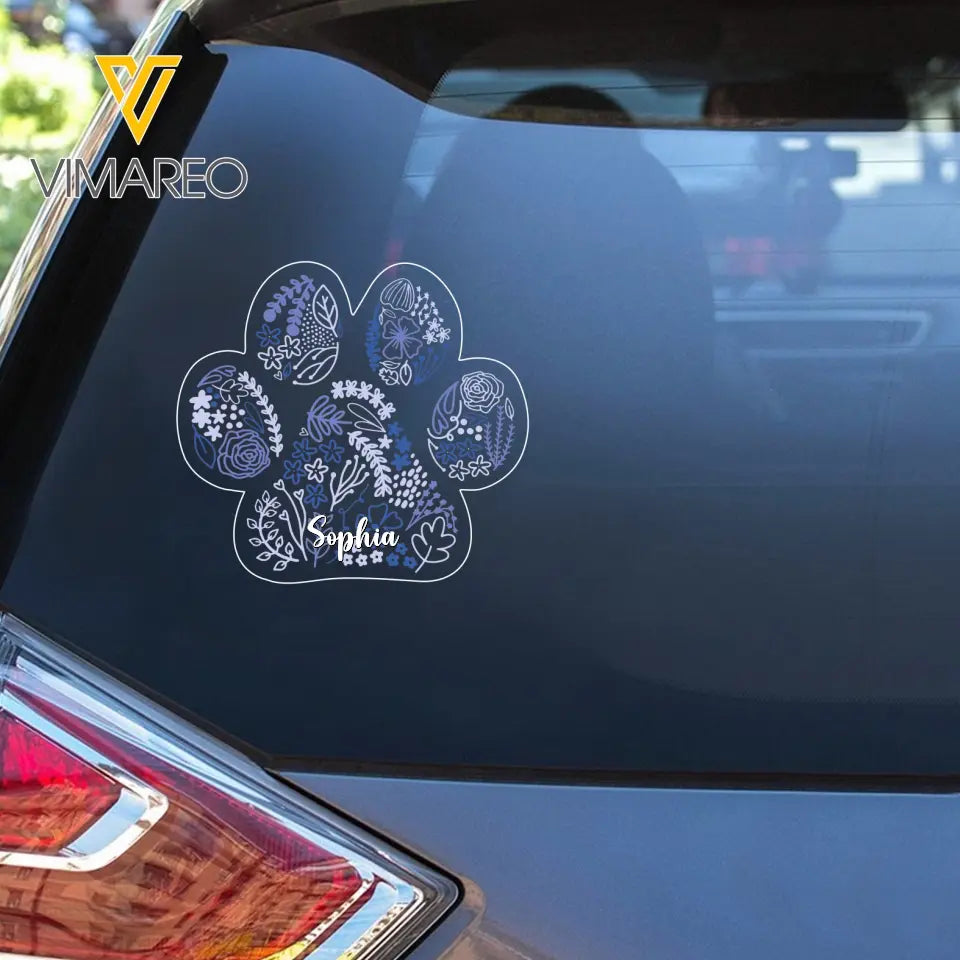 Personalized Paw Colorful Dog Lovers Decal Printed QTPN345