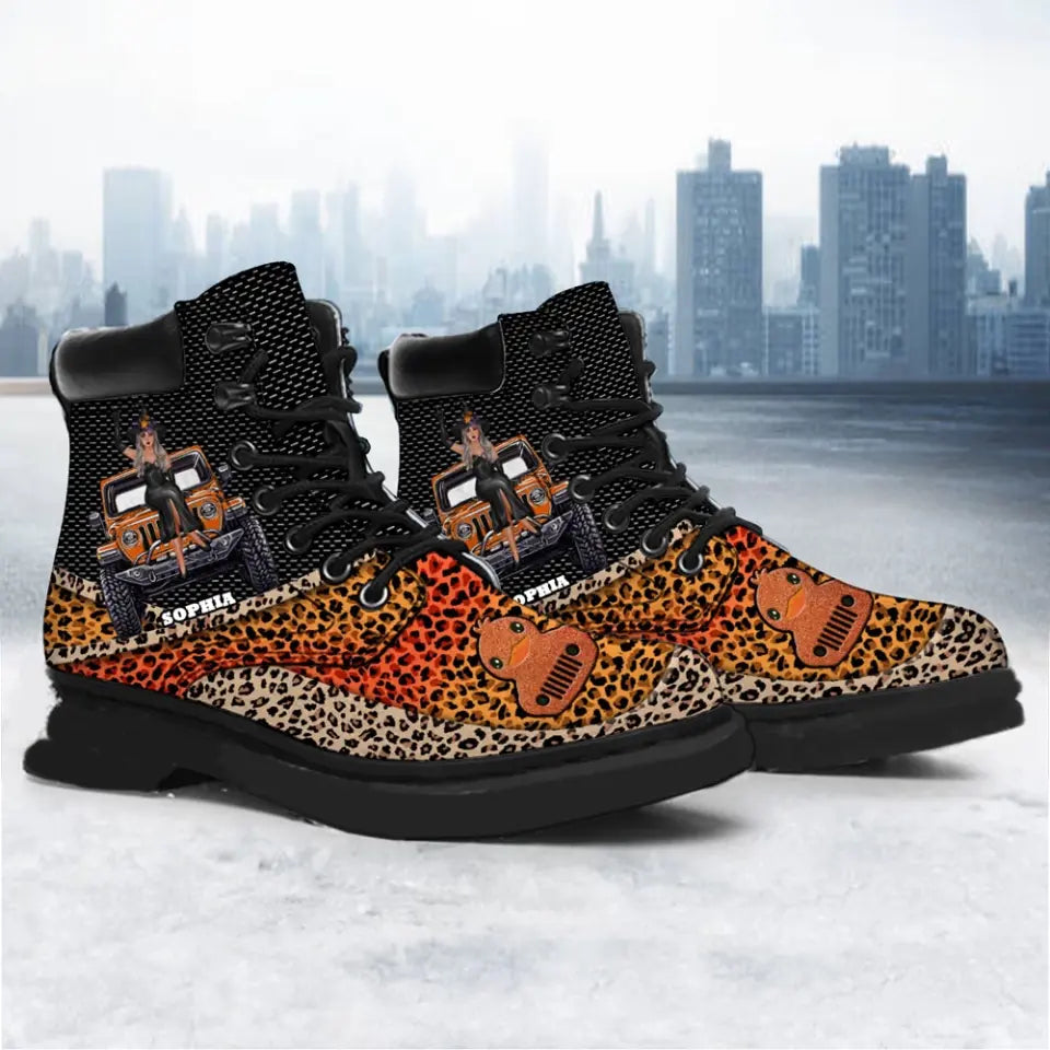 Personalized Jeep Witch Halloween Gift Leather Boots Printed MTHN23388