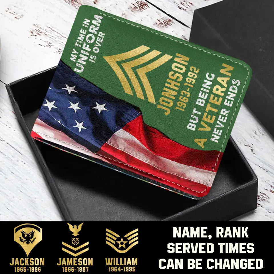 Personalized US Veteran Retired Leather Wallet 3D Print QTKH414