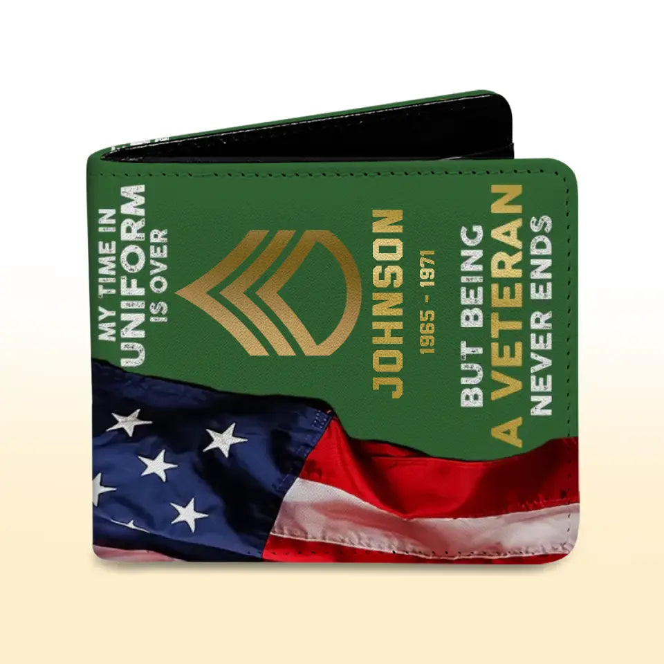 Personalized US Veteran Retired Leather Wallet 3D Print QTKH414
