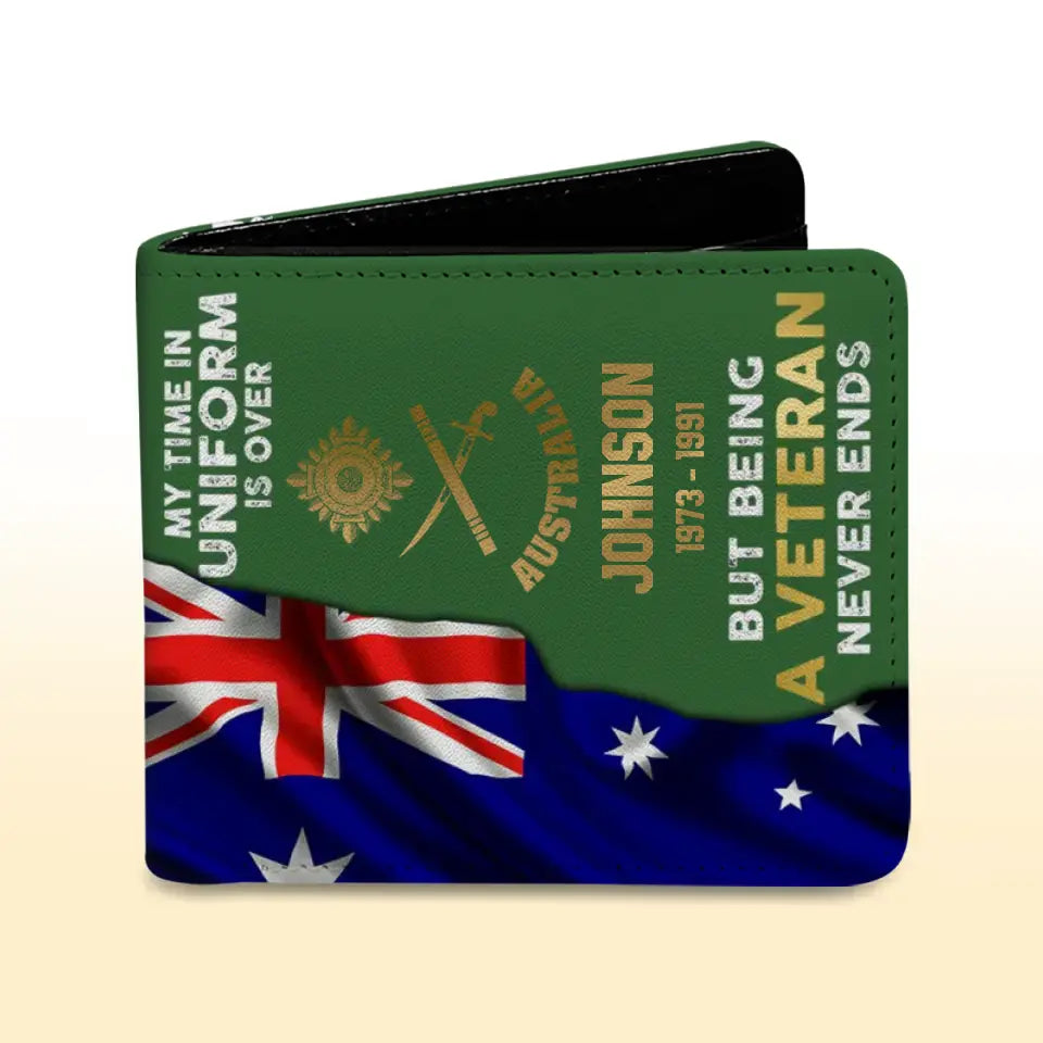 Personalized Australian Veteran Retired Leather Wallet 3D Print QTKH414
