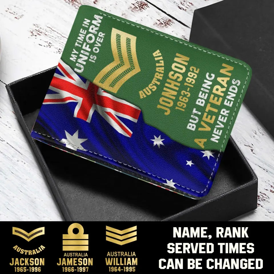 Personalized Australian Veteran Retired Leather Wallet 3D Print QTKH414