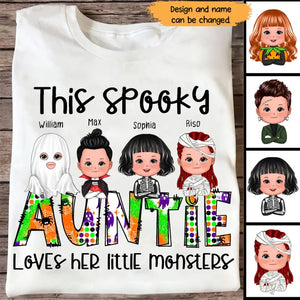 Personalized This Spooky Auntie Loves Her Little Monsters Tshirt 2D Printed HTHHN23407