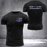 Personalized Thin Blue Line Law Enforcement Badge And Name T-shirt 2D Printed QTHN435