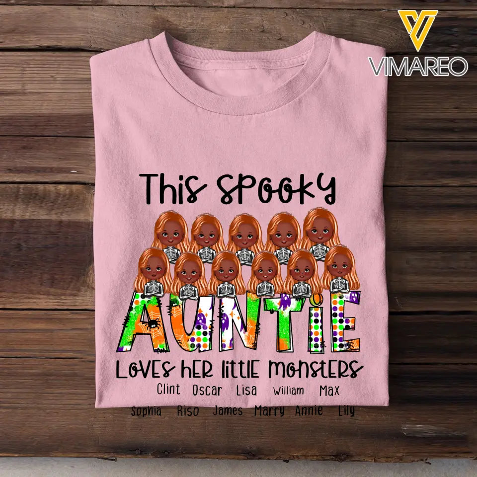 Personalized This Spooky Auntie Loves Her Little Monsters Tshirt 2D Printed HTHHN23407