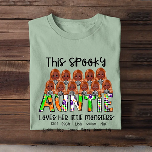 Personalized This Spooky Auntie Loves Her Little Monsters Tshirt 2D Printed HTHHN23407