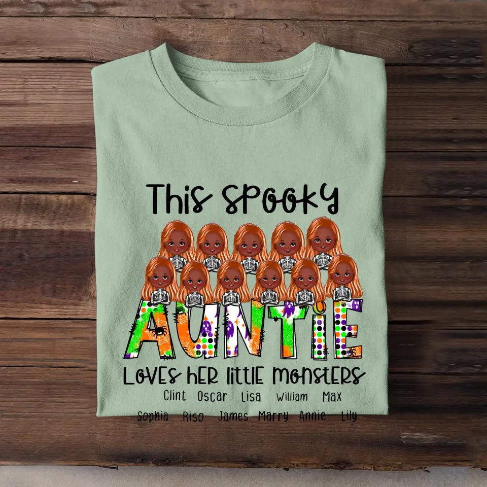 Personalized This Spooky Auntie Loves Her Little Monsters Tshirt 2D Printed HTHHN23407