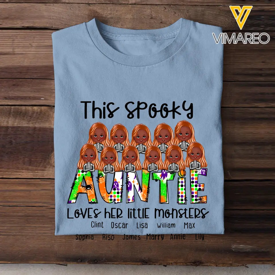 Personalized This Spooky Auntie Loves Her Little Monsters Tshirt 2D Printed HTHHN23407