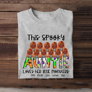 Personalized This Spooky Auntie Loves Her Little Monsters Tshirt 2D Printed HTHHN23407